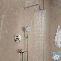 Комплект смесителей 2 в 1: Душевая система и смеситель для умывальника, глянцевый хром, Rora, Milardo, ROR0000M70