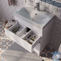 Тумба с умывальником напольная с ящиками, белая, 60 см, Zodiac, IDDIS, ZOD6CBFi95K подходит ум. 3506000i28