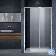 Дверь в нишу Vincea Alpha 110 профиль хром, стекло текстурное VDS-3AL110MT