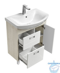 Тумба Акватон Бекка 70 с раковиной Балтика 70 белый/дуб сомерсет