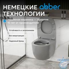 Унитаз подвесной безободковый Abber Bequem AC1103MG с сиденьем Soft Close (микролифт) (серый матовый)
