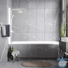 Шторка для ванны Wasserkraft Leine 35P01-80W 80x140 профиль белый, стекло прозрачное