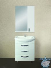 Тумба напольная 1Marka Вита 65 (3 ящика) с раковиной Балтика 65 белый глянец