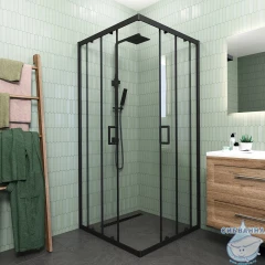 Душевое ограждение Veconi Rovigo 80x80 профиль черный, стекло прозрачное RV13-80-01-C5 (без поддона)