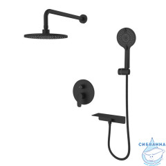 Душевая система скрытого монтажа с тропическим душем и ручным душем, черный матовый, Rora, Milardo, RORBL02M67
