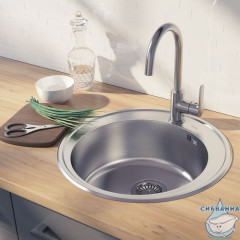 Мойка, нержавеющая cталь, сатин, D510, Basic, IDDIS, BAS51S0i77