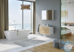 Тумба Aqwella Маями 100 белый/дуб сонома с раковиной Малага 100