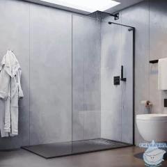 Walk-in Veconi Корато 70 профиль черный, стекло прозрачное KR77B-70-01-C8