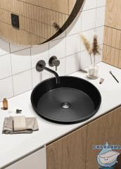 Раковина встраиваемая сверху ABBER Wasser Kreis AF2408MB черная матовая
