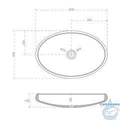Раковина на столешницу 60 см ABBER Stein AS2614