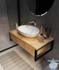 Тумба подвесная 1Marka GRUNGE LOFT 90П (1 ящик) Дуб Вотан с раковиной Sanita Luxe Инфинити 60