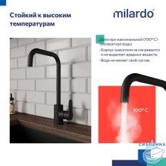 Смеситель для кухни, черный матовый, Poli, Milardo, POLBLL0M05