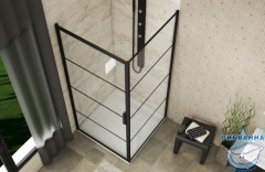 Душевое ограждение Encanto Belloblack 90x90 см профиль черный, стекло прозрачное ES090.2115B (без поддона)