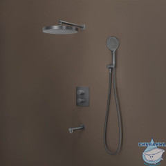 Душевая система с тропическим, ручным душем и изливом, термостат, графит матовый, Duna, IDDIS, DUNGMSTi68