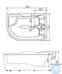 Акриловая ванна Gemy G9083 B R 180х121 с гидромассажем