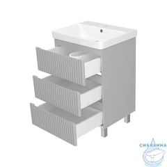 Тумба напольная Brevita Victory 60 серый с раковиной Dreja Luxury 60
