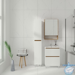 Тумба Viant Мальта 80Н с раковиной Como 80 белый/дуб вотан