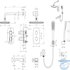 Душевая система Lemark Ursus 300 1 режим LM7242BL (черный матовый)