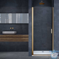 Дверь в нишу Vincea Alpha 60 профиль брашированное золото, стекло прозрачное VDP-3AL600CLG