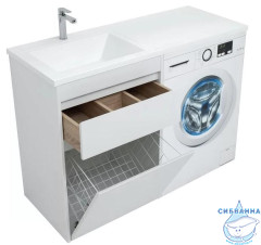 Тумба Aquanet Токио 58 239290 L белый глянец с раковиной Даллас 120