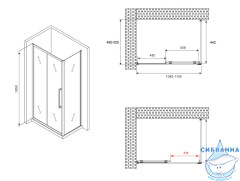 Душевое ограждение ABBER Schwarzer Diamant 110x50 AG30110MH-S50M профиль хром, стекло матовое (без поддона)