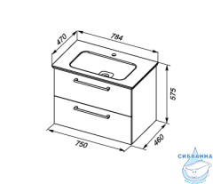 Тумба Dreja Gio 80 с раковиной Эйфория 80, белый глянец