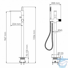 Смеситель для ванны напольный Wasserkraft Paar 8821 (розовое золото)