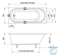 Акриловая ванна Ravak Sonata II 170x70 с ножками