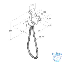 Встраиваемый смеситель с гигиеническим душем, черный матовый, Rora, Milardo, RORBLR0M08,
