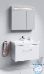 Шкаф-зеркало с подсветкой Aqwella Classic Нео 80 белый глянец