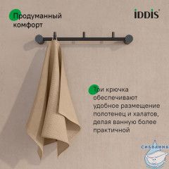 Планка на 3 крючка, нержавеющая сталь, Petite, черный матовый, IDDIS, PETBLS3i41