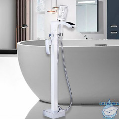 Смеситель для ванны на пол Gappo G3007-8 с аксессуарами (белый/хром)