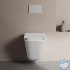 Унитаз ABBER Rechteck AC1219TC подвесной белый, безободковый, смыв торнадо, с закрытым дном