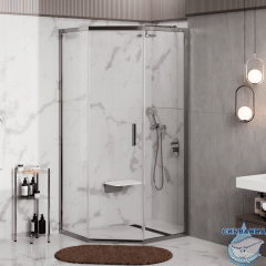 Душевое ограждение Wasserkraft Naab 100x100 профиль хром, стекло прозрачный 86S38 (без поддона)