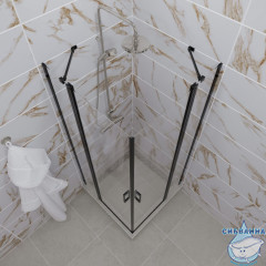 Душевое ограждение Тритон Тау 90x90 профиль черный, стекло прозрачное Щ0000054036 (без поддона)