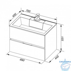 Тумба Aquanet Алвита 70 серый антрацит с раковиной Фортуна 70 184580