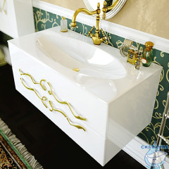 Тумба подвесная Aqwella Clarberg Due Amanti 120 DUE0112W белый, ручки золото с раковиной Elegance 120