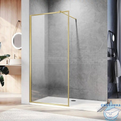 Walk-in Veconi Корато 110 профиль брашированное золото, стекло прозрачное KR81G-110-01-C8