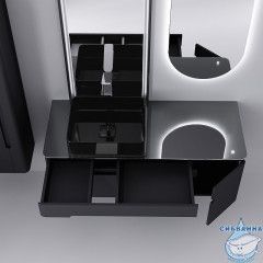 Тумба под раковину Jorno Shine 120 см Shi.01.120/P/A антрацит