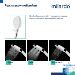 Душевая система скрытого монтажа с тропическим душем, ручным душем и изливом, глянцевый хром, Azure, Milardo, AZUSB03M68