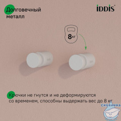 Комплект одинарных крючков, сплав металлов, Petite, белый матовый, IDDIS, PET2SW1i41