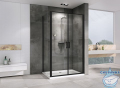 Душевое ограждение ABBER Sonnenstrand 100x100 профиль черный, стекло прозрачное AG04100BC-S100B (без поддона)