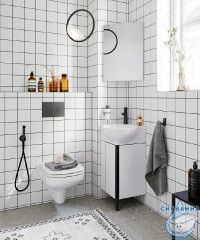 Тумба Aqwella Porto 45 белый/черный с раковиной Дельта  45