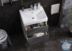 Тумба Акватон Оливия 55 с раковиной Адриана 55 серый/дуб ойстер