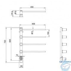 Полотенцесушитель электрический  Wonzon&Woghand Hamburg 47х72 WW-AL314-BR (с возможностью скрытого подключения, подключение универсальное) (никель)
