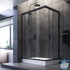 Душевое ограждение Am.Pm Gem W90G-404-120280-BT 120x80 профиль черный, стекло прозрачное (без поддона)