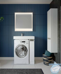 Тумба Акватон Лондри 20 белый глянец с раковиной Рейн 80