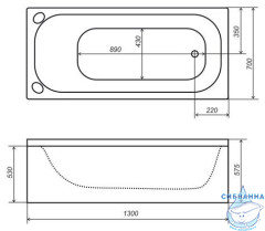 Акриловая ванна Тритон Стандарт 130x70 с ножками