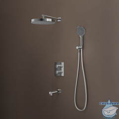 Душевая система с тропическим, ручным душем и изливом, термостат, глянцевый хром, Duna, IDDIS, DUNSBSTi68