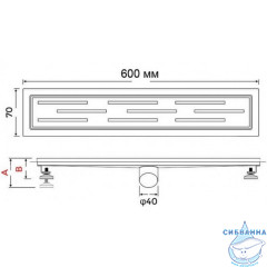 Дренажный трап для душа Gappo G86007-1 600 с решеткой (сатин)